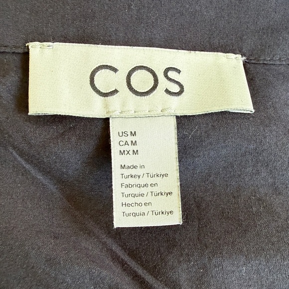 COS Women's Long Sleeve Cotton Blouse Top Shirt Size Medium Navy Blue - Picture 7 of 7